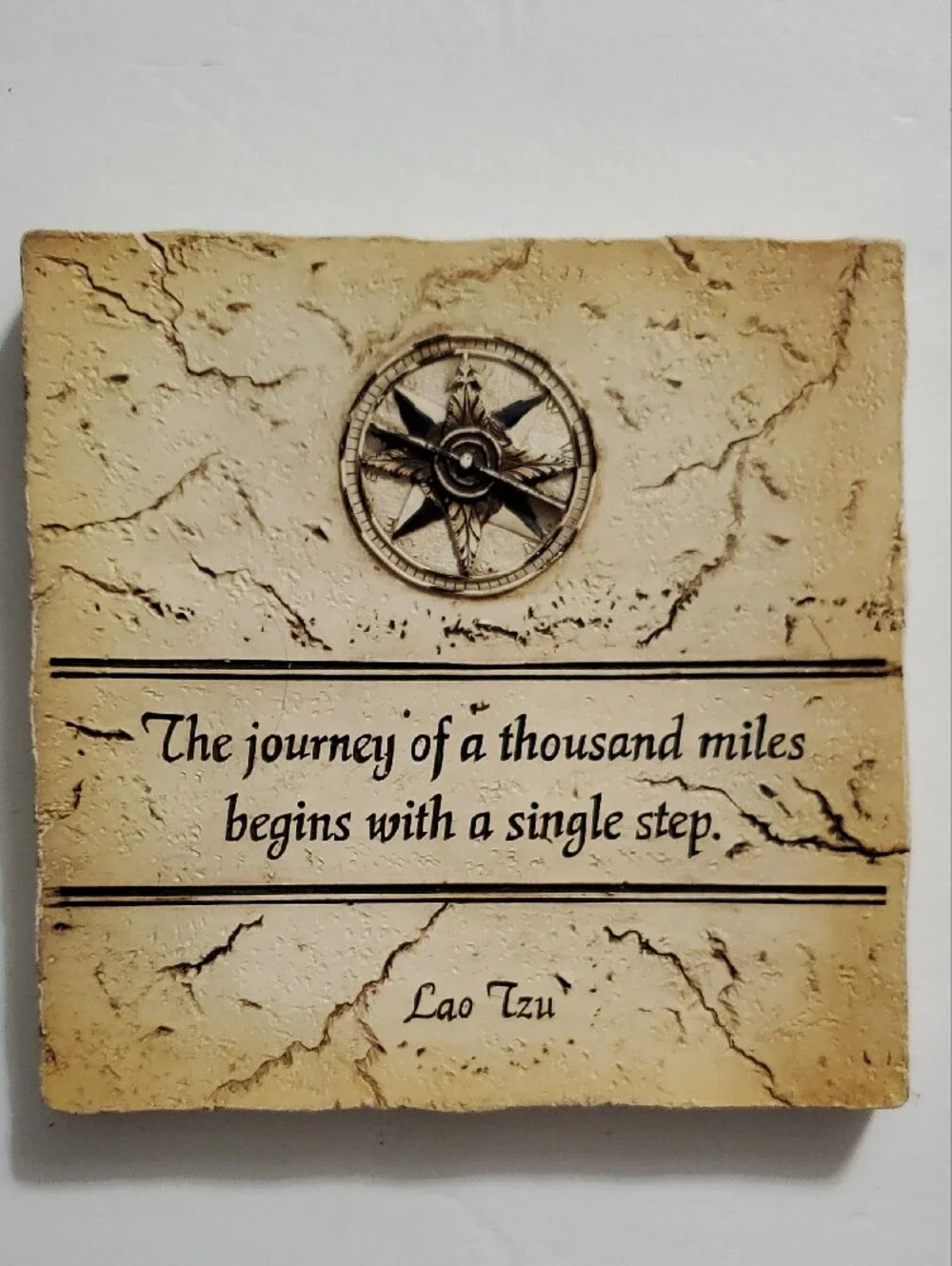 Inspirational Wall Plaque - Beige Compass Quote